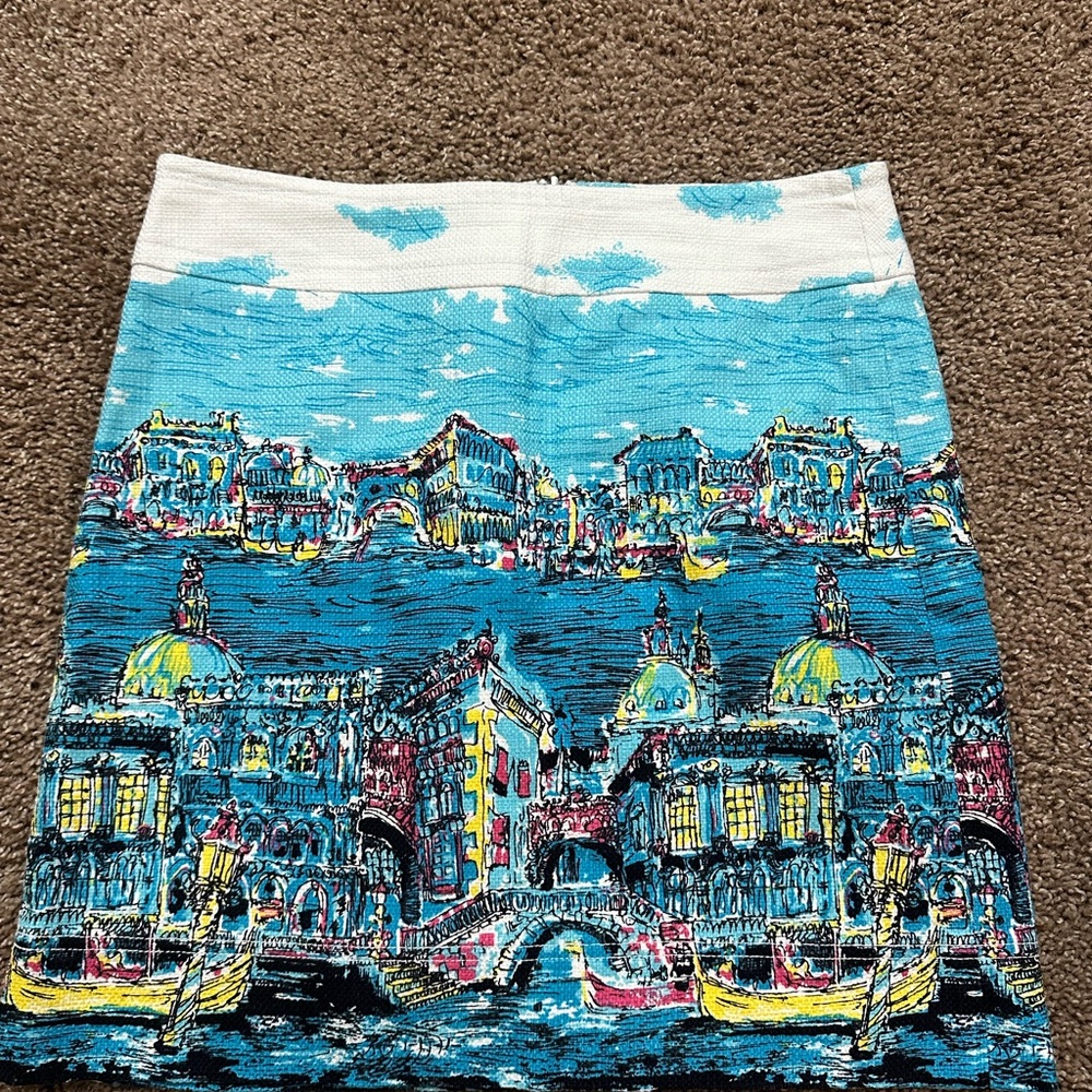 Colorful Cityscape Print Skirt Talbots size 6